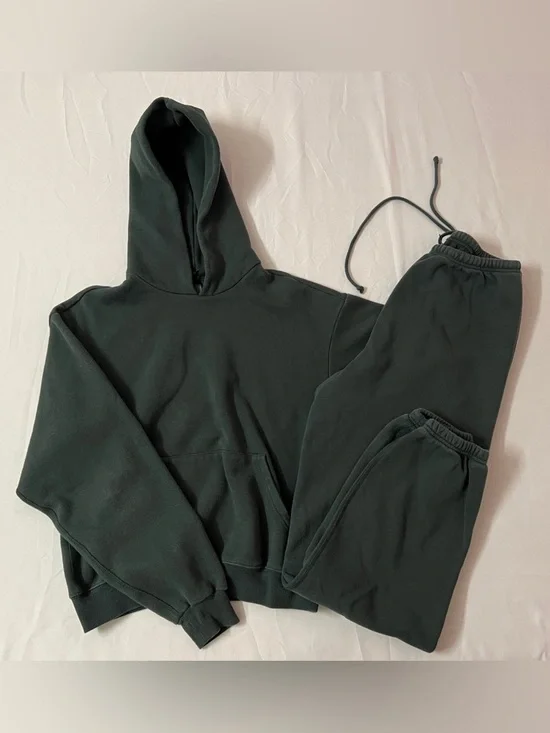 SKIMS Cotton Fleece Classic Hoodie Pullover + Jogger Joggers Sweatpants Set - Picture 1 of 5